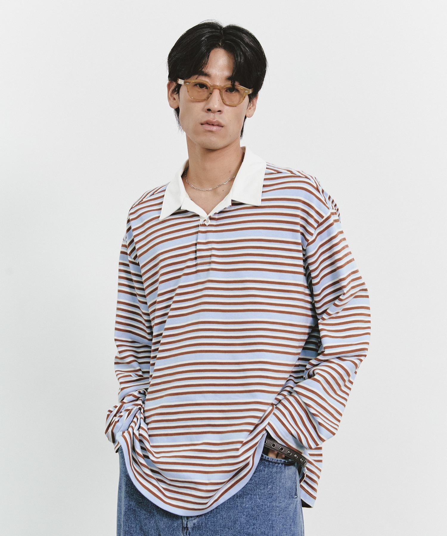 Oversized Long Sleeve Rugby T-Shirts (Brown) Brown/1 Size