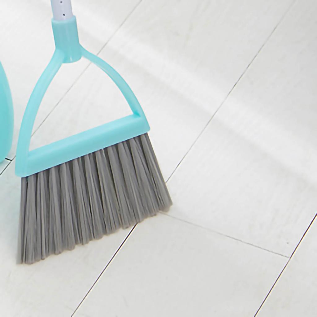 Kids Dustpan Set Soft Fur Plastic Small Broom Dustpan for Baby Kids Toys Kindergarten Green