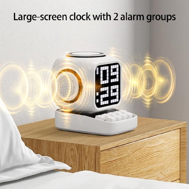 Wireless Charging Speaker 10W Premium Sound Magnetics Alignment Rotating LED Display With Clock And Snooze Alarms