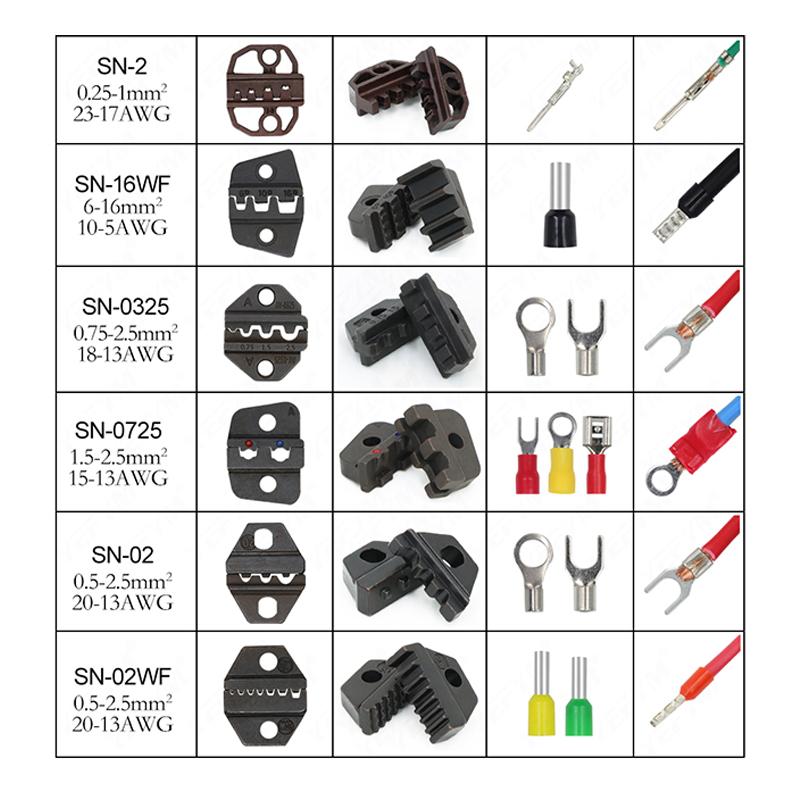 1KS Lisovací kleště čelisti SN série (šířka čelistí 6mm/kleště 190mm) pro TAB 2,8 4,8 6,3/C3 XH2,54 3,96 2510 pružina zástrčky SN-48B SN-28B YEFYM
