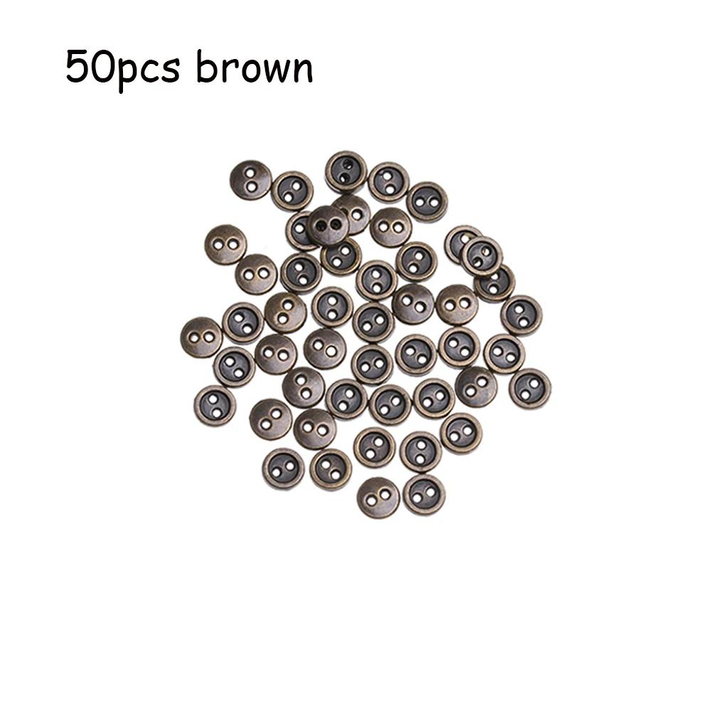 50Pcs 3mm/4mm Handmade Mini Metal Buttons DIY Doll Clothing Sewing Round 2-Holes Flatback Buttons Scrapbooking Accessories