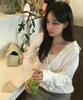 Seuteulaipeumagalin Summer Sleeve Open Button Loose Collar T-Shirt Ivory
