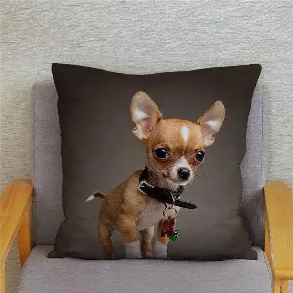 Cute Mini Chihuahua Dog Printed Cushion Cover Pillow Case Hugging Pillow Case Sofa Home Decor Pillow Case