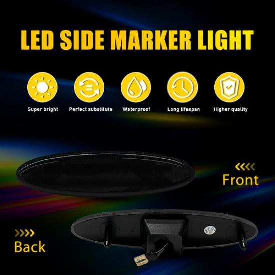 Fit 1997-2004 Chevrolet Corvette C5 Smoked Rear White LED Side Marker Light EXV