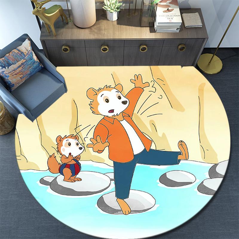 Bobo Siebenschläfer Round Area Rug,Carpet Rug for Living Room Bedroom Sofa Playroom Decor,Non-slip Floor Mat