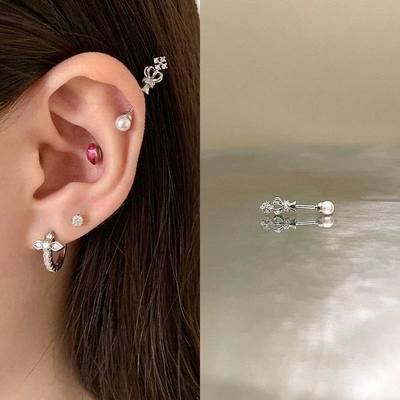 1 Stück Krone Perle Titanstahl Spirale Ohrknochen Nagel Y2K Ohrringe für Frauen Ohrpiercing Schmuck Geschenke