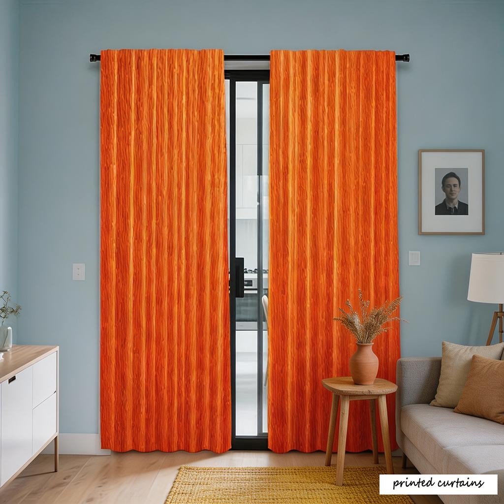 Rideaux de fenêtre d'automne orange vif modernes Ensemble de 2 pièces Style plat bidimensionnel Tissu semi-occultant pour la vie privée pour salon