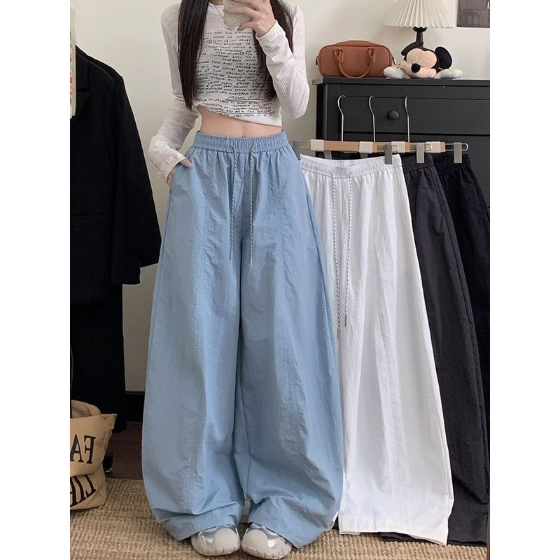 Kumikumi Idle Style New Arrival Elastic Waist Drawstring Casual Pants Women's Autumn Low Waist Loose-Fitting Mopping Pants Pants