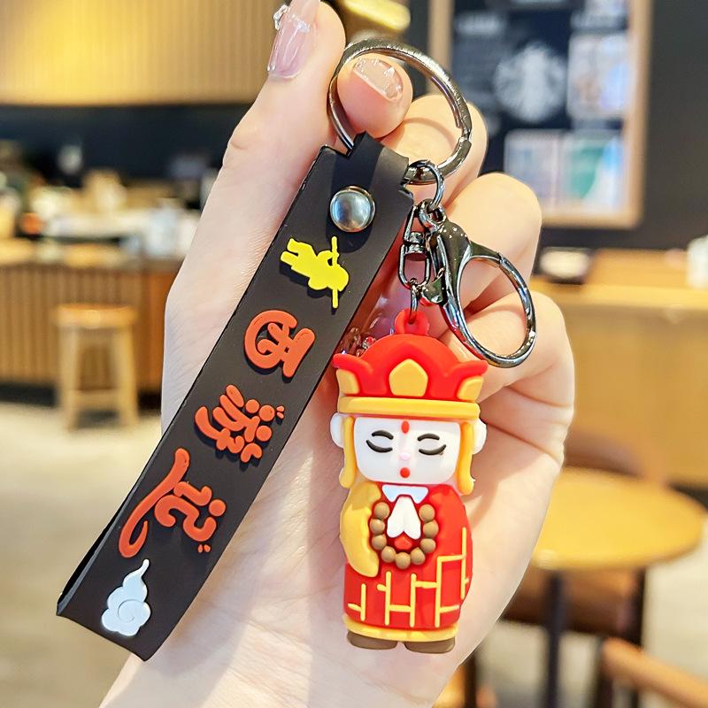 Journey to the West Keychain: Cute Sun Wukong & Zhu Bajie Backpack Pendant, Mythological Student Charm Gift