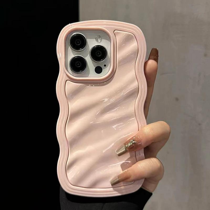 Luxury Wavy Pattern Candy Phone Case For iPhone 11 12 13 14 15 16 Pro Max Shockproof Silicone Bumper Cover