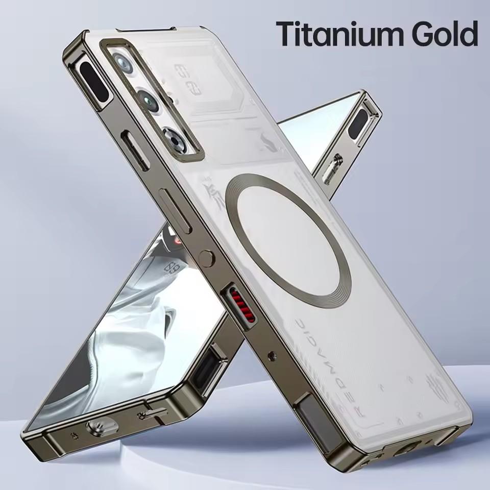 

Металлический Алюминиевый Сплав Бампер Чехол Push Pull Для ZTE Nubia RedMagic 11 10 9 S 9 Pro+ Air Z80 Магнитная Беспроводная Зарядка Задняя Крышка ZTE nubia Red Magic 9 Pro бежевый