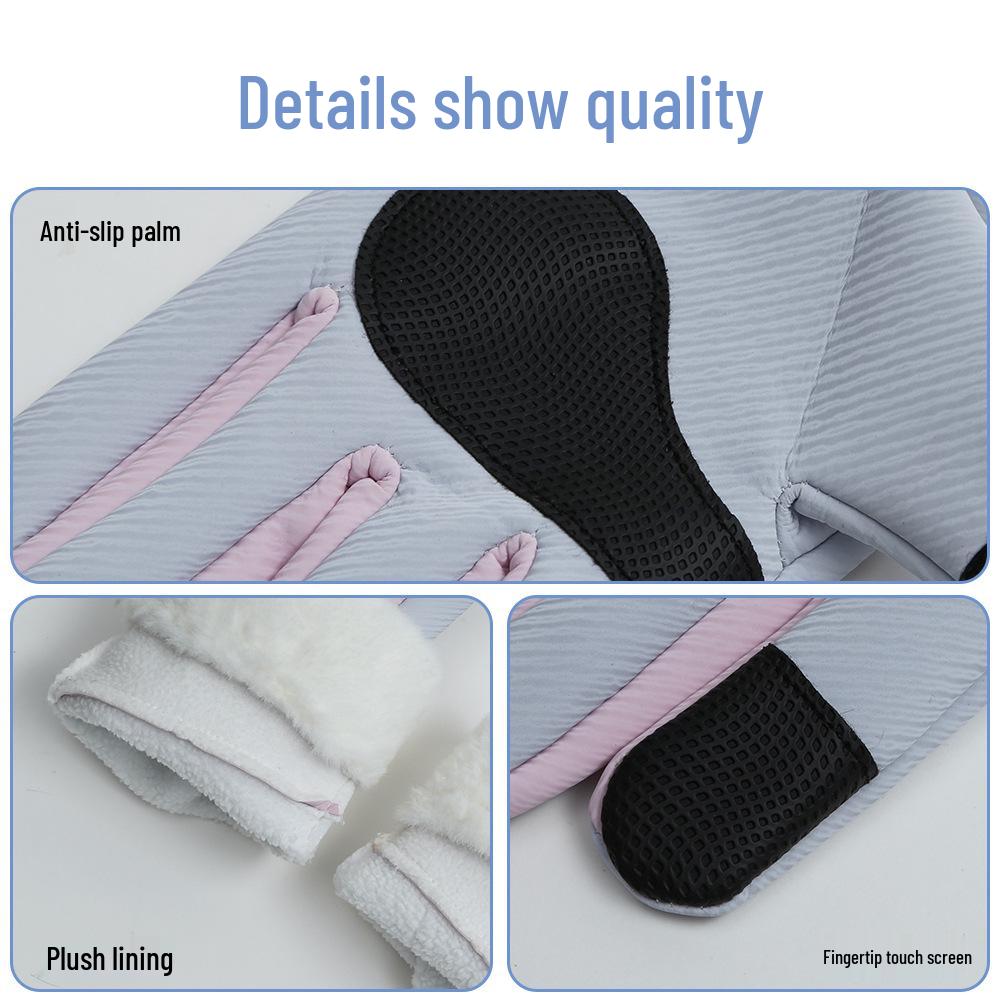 Women's Winter Fleece-Lined Windproof Non-Slip Cycling Gloves with Touchscreen Capability