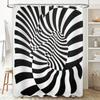 Optical Illusion Shower Curtain Modern Abstract 3D Black White Pattern Bathroom Decor Washable Waterproof Home Textile