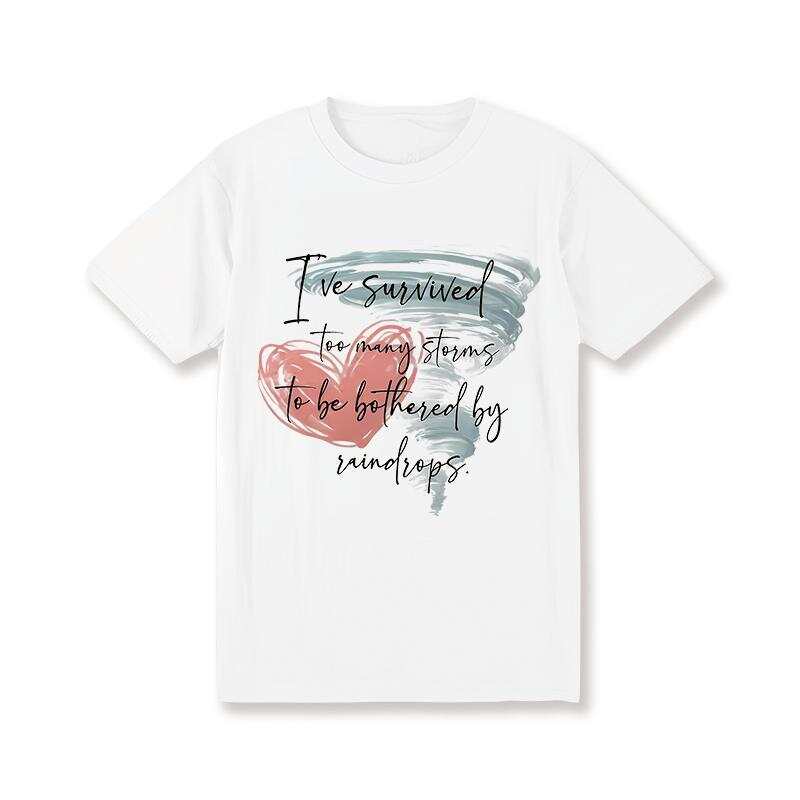 

Unisex Casual Graphic Print T-Shirt - Short Sleeve Crew Neck, Machine Washable, White with Inspirational Quote & Red Hearts Design L