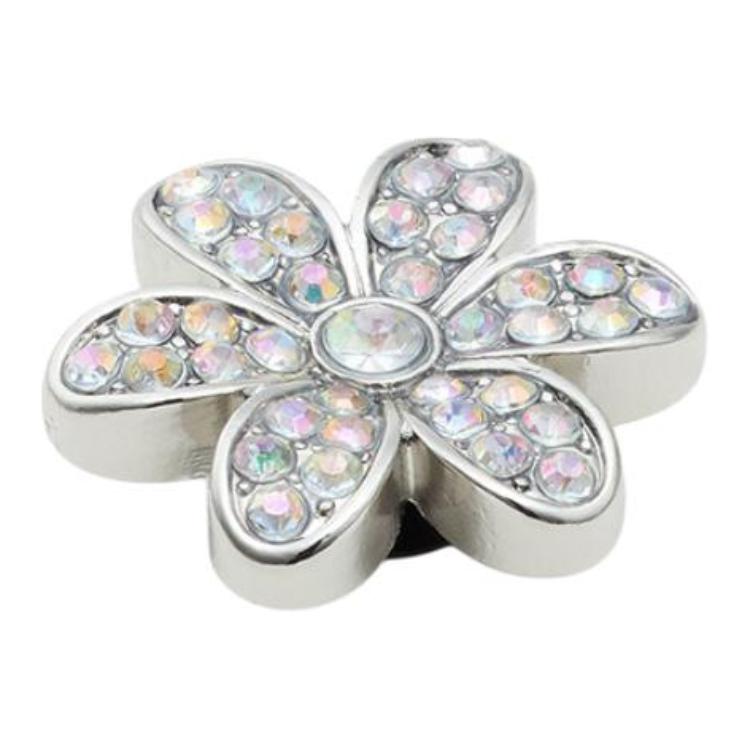 Crocs Flower Design Shoe Accessories Unisex Couple Silver