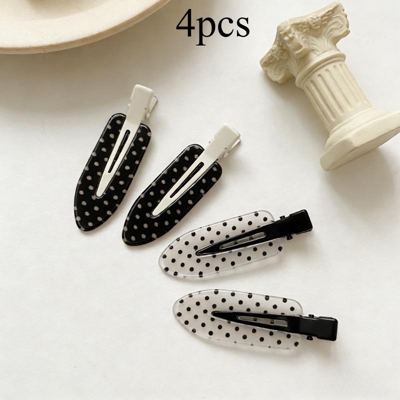 

4pcs Acrylic Hair Clips Black White Polka Dot Hair Clips Secure Hold Daily Wear Party Outfits Hair Accessories for Women