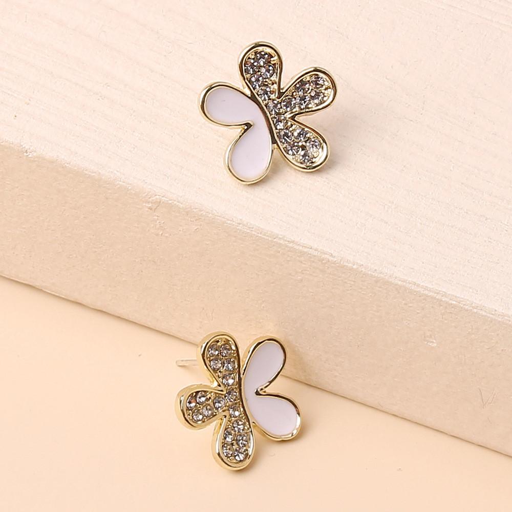 Female Jewelry Gift Summer 2021 Floral Earrings With Rhinestone Accents