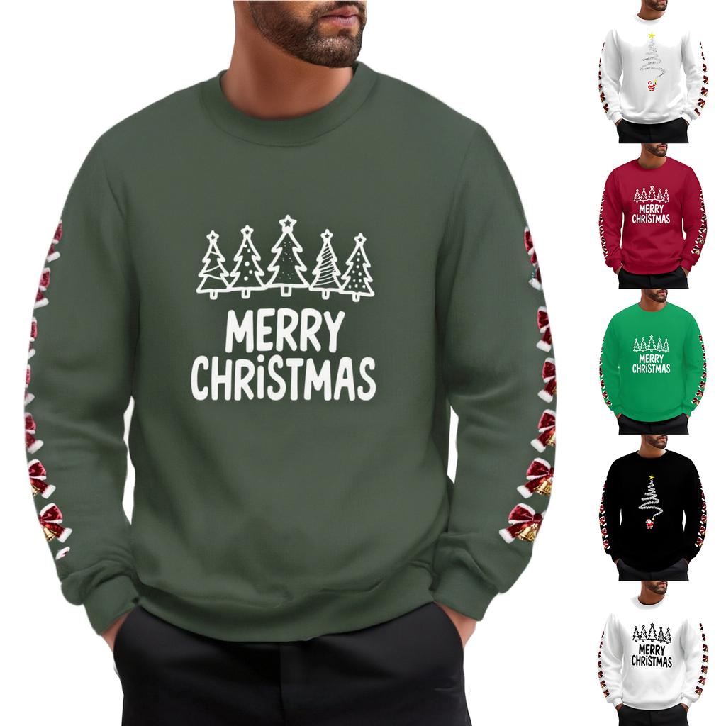 Men's And Women's Casual Christmas Printed Long-sleeved, Fleece Thick And Warm Round-neck Sweatshirts