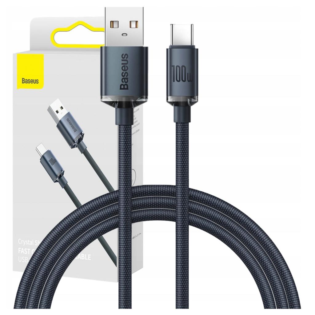 Kabel Usb Do Usb-C Baseus Crystal Shine, 100W, 1.2M (Czarny)