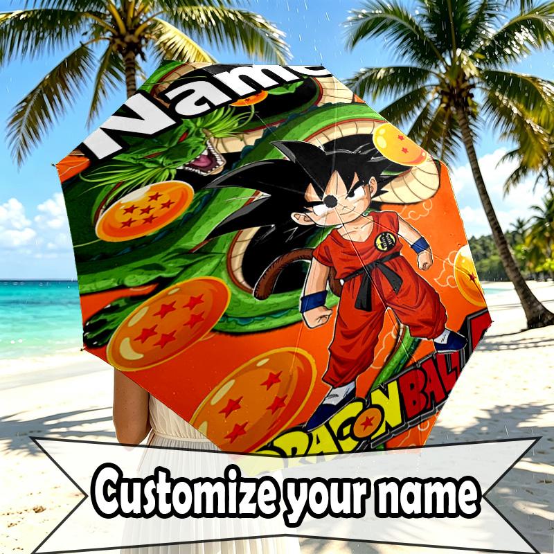 Custom Name Personalized Anime Print Umbrella, Auto Open Close, 8‑Rib Sturdy Frame, Commute Camping Hiking Use, Birthday Gift