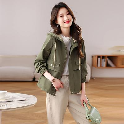 Short Coat Women's Spring and Autumn New Small Fashion Casual Versatile Age-reducing Hooded Jacket Top