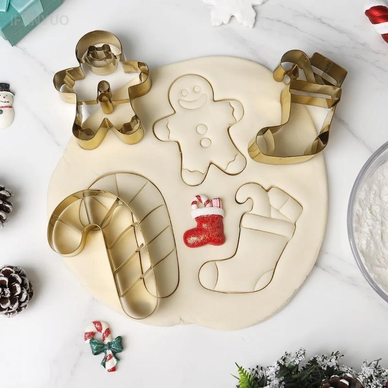 Stainless Steel Christmas Cookie Mold Gingerbread Man Xmas Socks Biscuit Cutter Mould Pastry Decorating Supplies Baking Tools