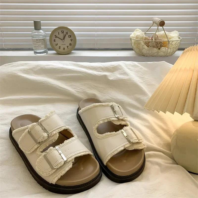 Female Shoes Ladies' Slippers Platform 2025 Summer Soft Slides Retro Concise Slippers Women Summer Shoes Slides Pantofle Platfor