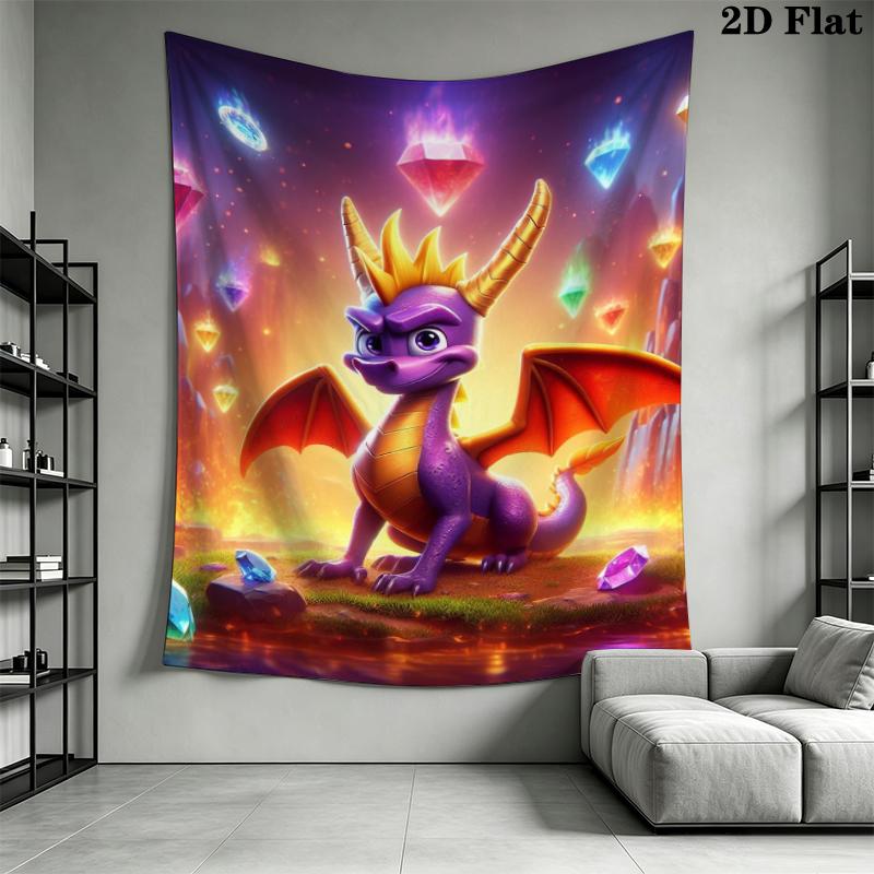 Spyro the Dragon Wall Tapestry Aesthetic Wall Hanging Printed Fabric Blanket Decorative Tapestries for Bedroom Living Room Home Decor