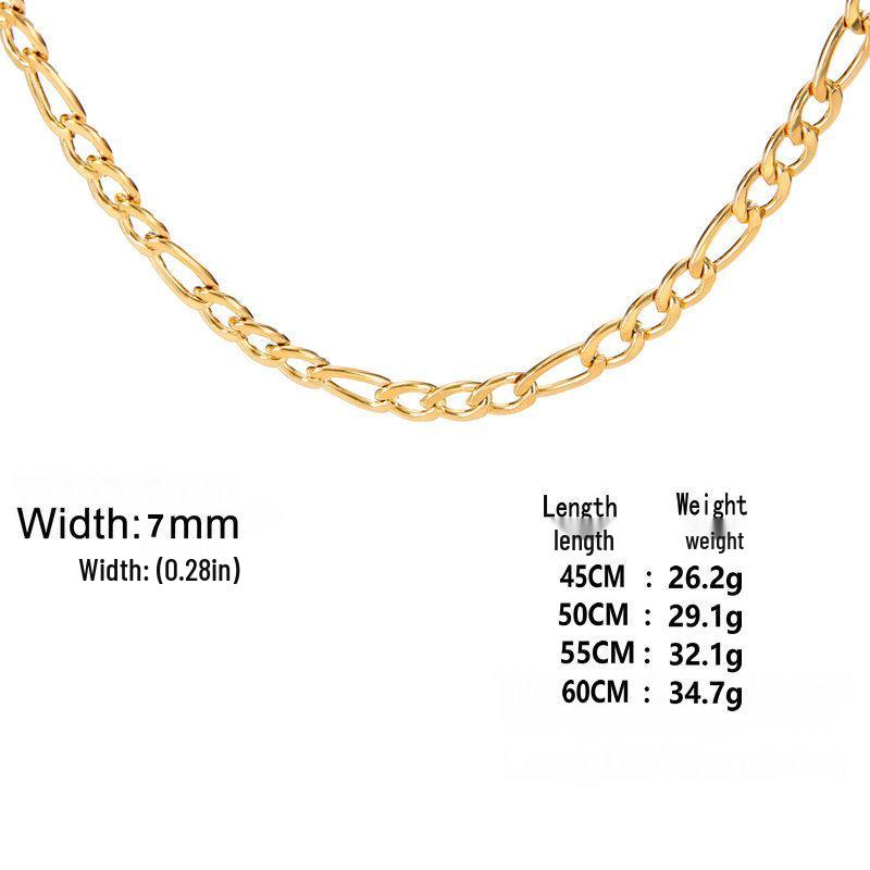 Pánský řetízek Figaro z nerezové oceli - Silný zlatý hip-hopový styl