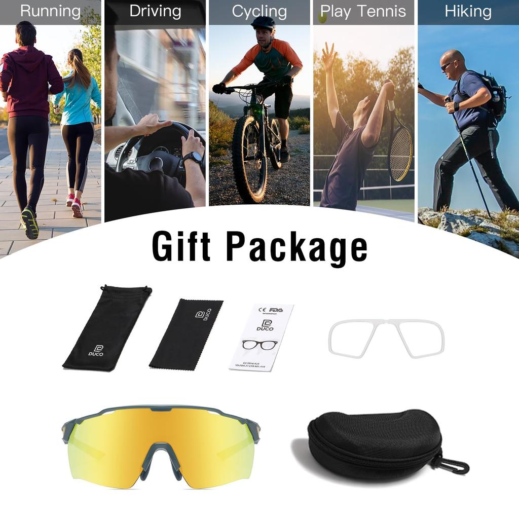 Óculos de Sol Esportivos Polarizados UV400 Adequados para e 0038 [DUCO] Masculinos, Proteção, Ciclismo, Baseball, Tênis, Dirigir, Corrida, Pesca, Golfe,