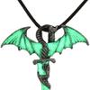 Vintage Glow In The Dark Cross Pendant Necklace Luminous Halloween Jewelry