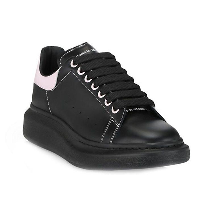 Alexander McQueen Oversized Sneaker Leather Low top Skateboard Shoes Men's Black Rose Jewel 553680WHTQT1436