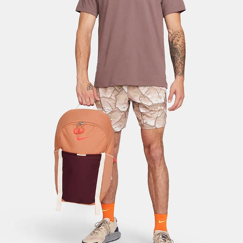 Nike Fabric Backpack Regular Unisex Amber Brown & Night Brown Red & Bright Dark Red Casual DJ9678-225