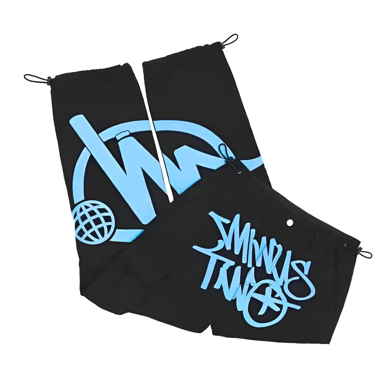 

Мужская повседневная рабочая одежда Короткие брюки из двух частей Прямые уличные карманы с высокой талией и принтом в стиле хип-хоп S синий