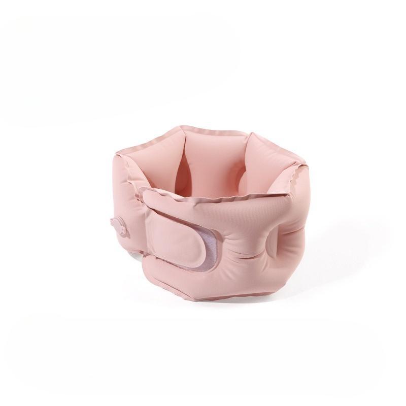 Press-to-Inflate Travel Neck Pillow  Portable U-Shaped Airplane Pillow with Storage Bag Creative Foldable Cervical Support 18x20cm розовый