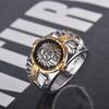 Viking Warrior Two Tone Ring Hip Hop Style with Indian Spirit Totem Black Resin Ring