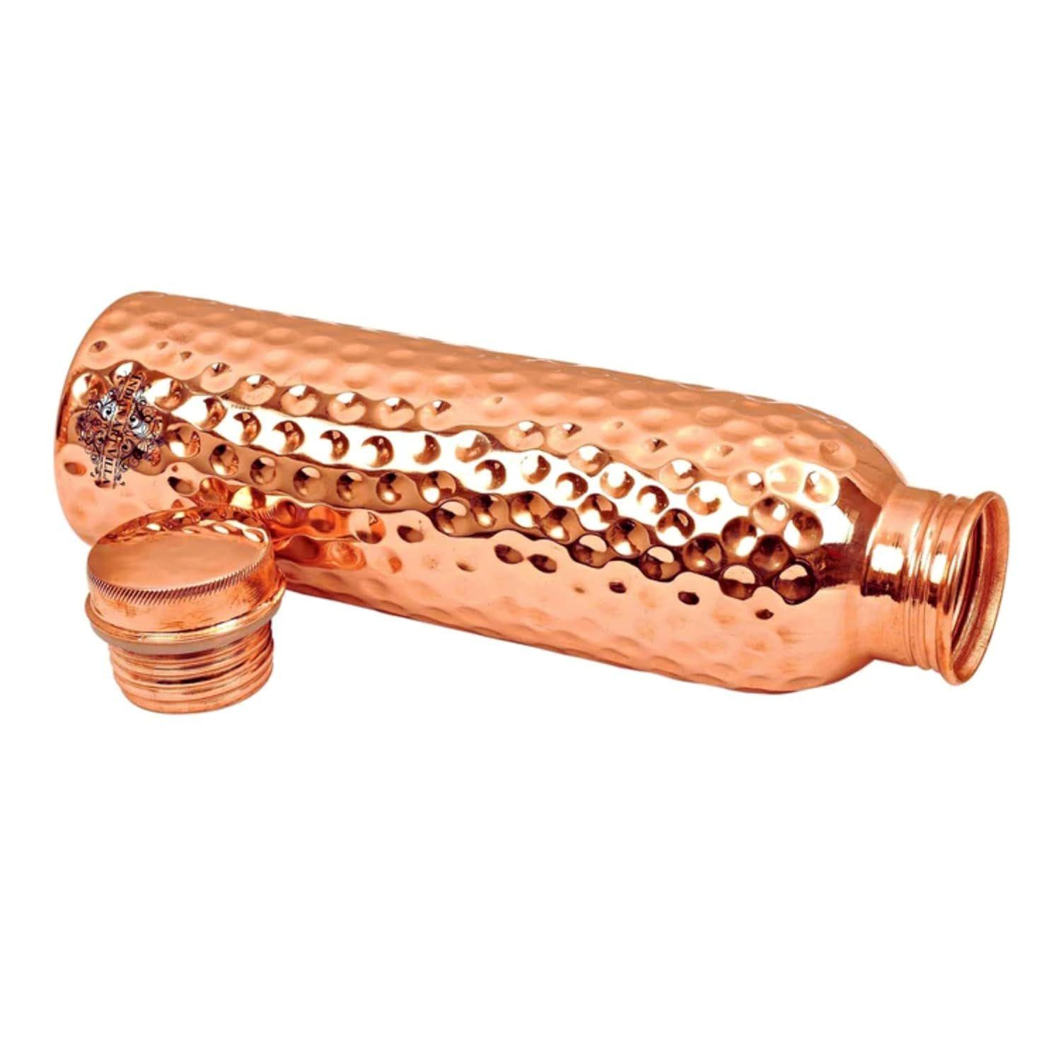 

Copper Hammered Design Water Bottle - 600 ML, Ayurvedic Health Benefits, Ideal for Home, Office, Gym, Travel, and Gifting, Pack of 1
