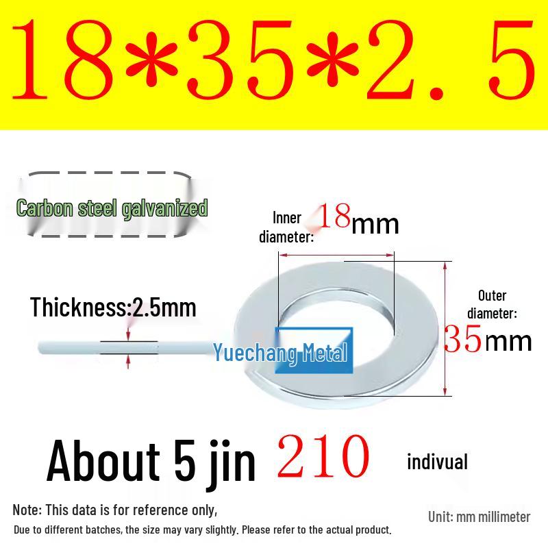 Galvanized Iron Flat and Square Washer Set - Thick, Enlarged, Extra Large, and Special Shapes