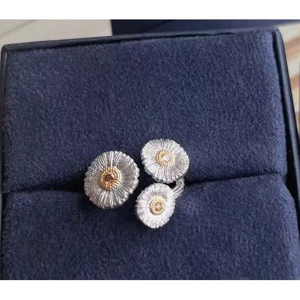 Daisy Ring Italian high-end jewelry brand retro palace style Ring with aurous 18k thick gold color separation electroplating