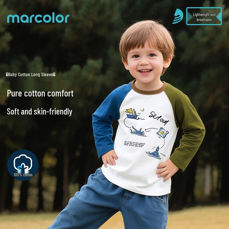 

Macalolo Pure Cotton Boys Long Sleeve Color-block T-Shirt 120