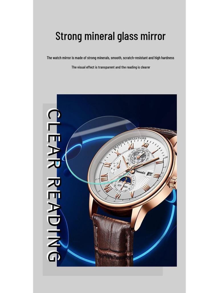 Men's Genuine Leather Waterproof Swiss Quartz Watch