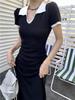 2026 Summer Polo Collar Knit Dress - Women's Slimming A-line Short Sleeve Long Dress