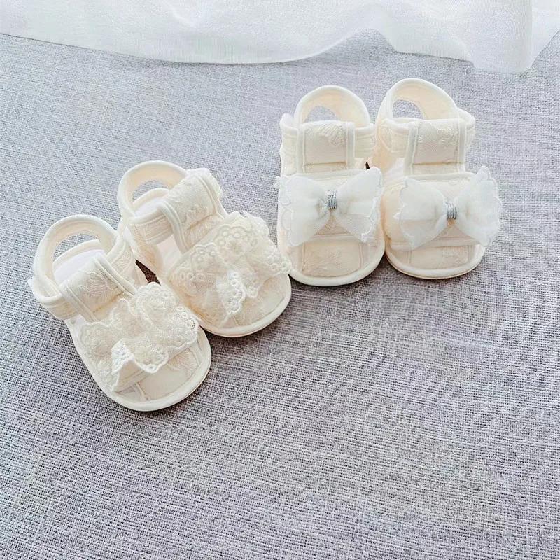 2024 New Breathable Cute Bow Summer Baby Girls Sandals Toddlers Soft Sole Flat Shoes Outdoor Indoor Prewalker