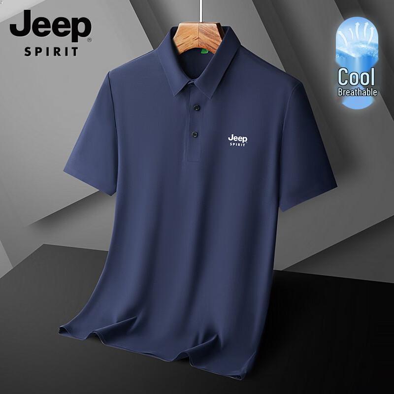 JEEP SPIRIT Men s 2026 Summer Ice Silk Short Sleeve Polo Shirt L