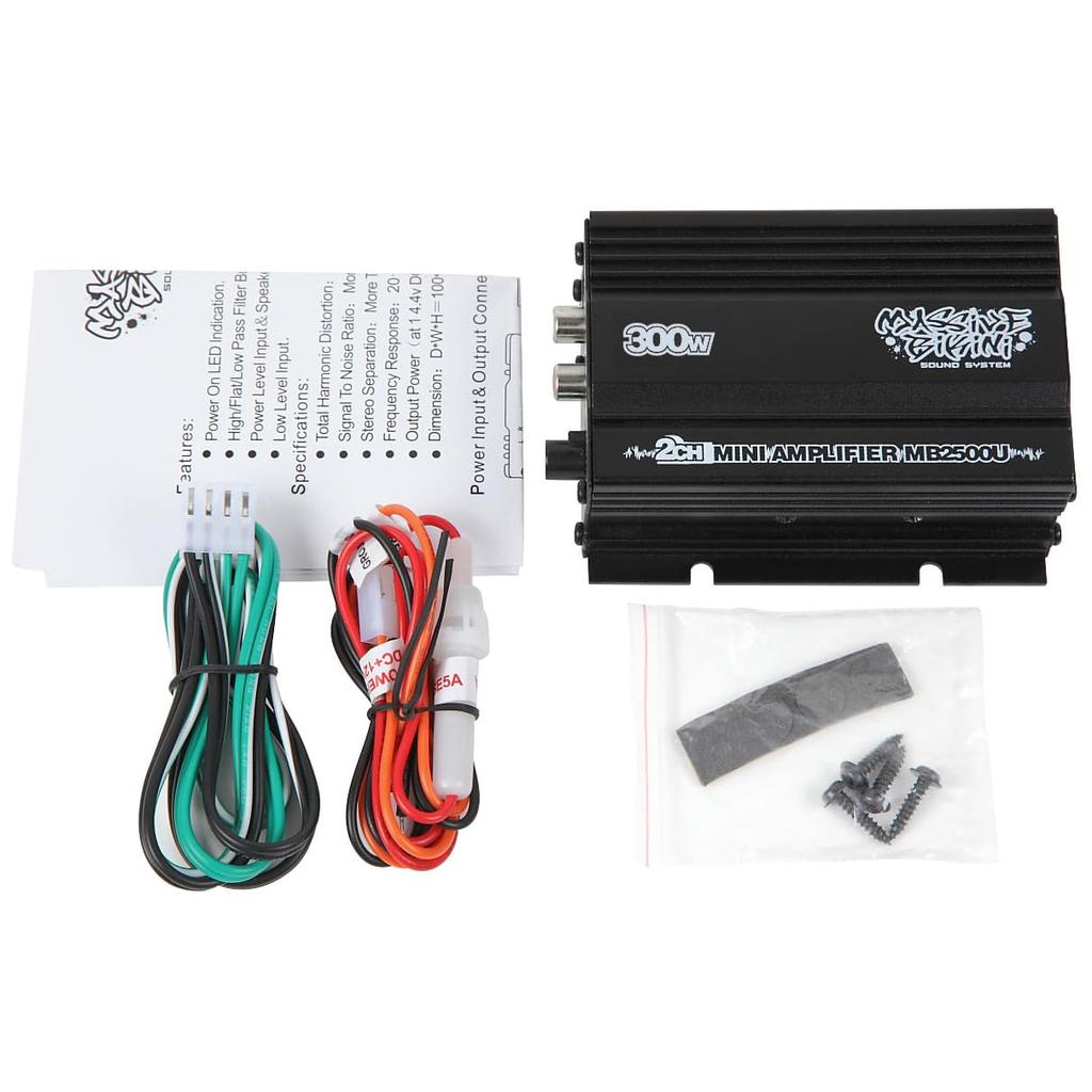 Compact 300W Amplifier for USB iPhone and Smartphone Universal Music for and Mitsubishi 2-Channel Cars, Charging, Compatible, Player, Toyota, Honda,