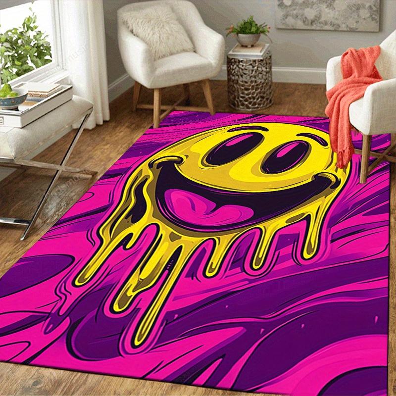 1pc Joyful Face Pattern Area Rug, Anti Slip Non Shedding Stain Resistant Carpet