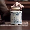 Vintage Ceramic Tea Caddy Moisture-proof Blue and White Porcelain Storage Jar Multi-functional Coffee Medicinal Herb Storage Box