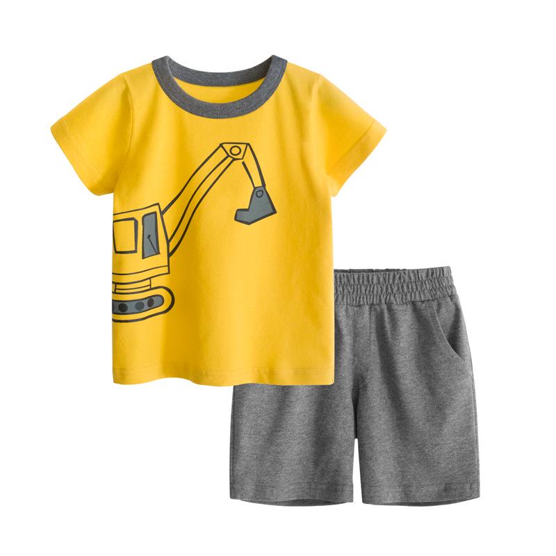27kids Summer Boys' Two-Piece Set: Short-Sleeve T-Shirt & Mid-Length Shorts