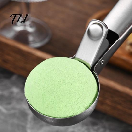 Professional Dessert Portioner Stainless Steel Ice Cream Scoop with Trigger, Easy Release Hard Effortless Food Portioning Tool Dough Scooper, Kitchen