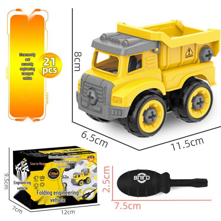 Children's DIY Engineering Mixer Toy: Detachable Excavator & Nut Assembly Set